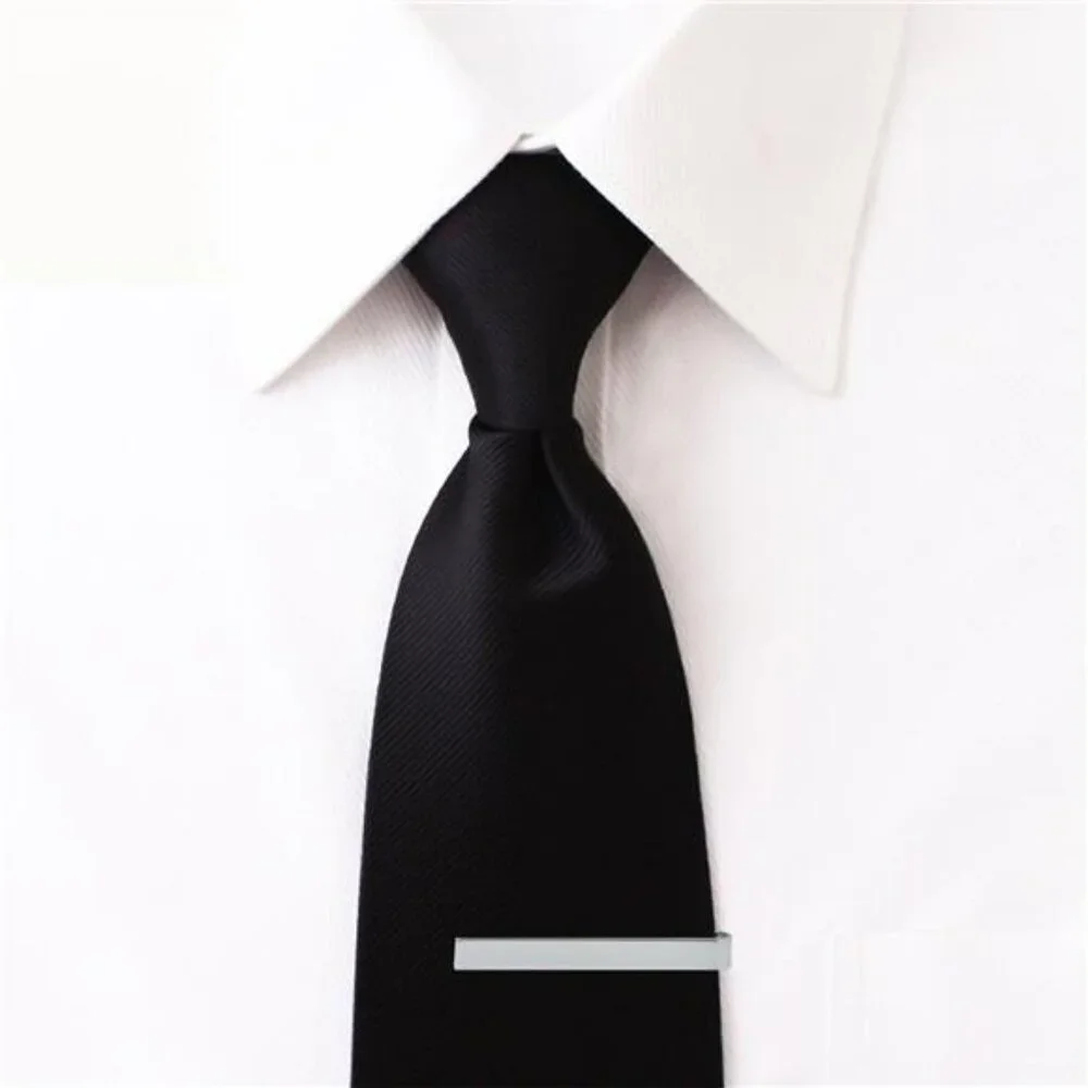 Mens Tie Clips Set Silver Gold Black 2 Inch Stainless Steel Tie Bar Pack